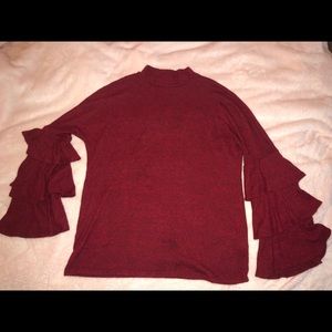 Deep red bell sleeves sweater